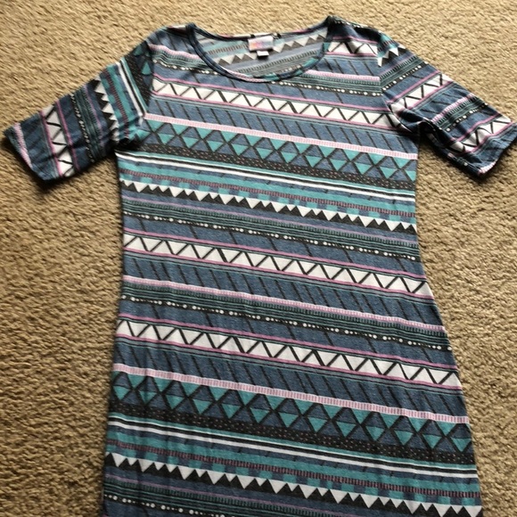 Lularoe Geometric Striped Julia Dress - Picture 3 of 8